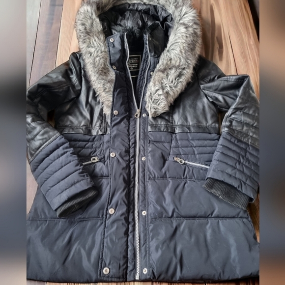 Point Zero Quilted Black Parka Coat Ladies Size M - Picture 6 of 11